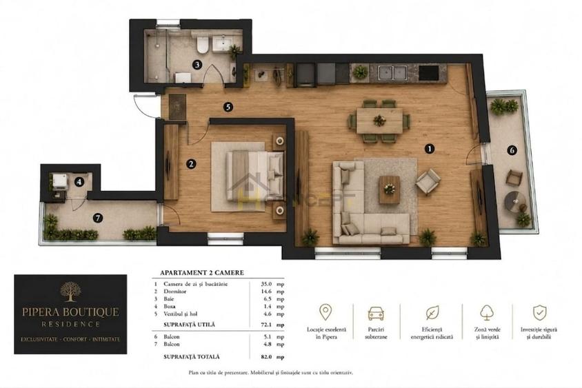Apartament cu 2 camere nedecomandat în Nord