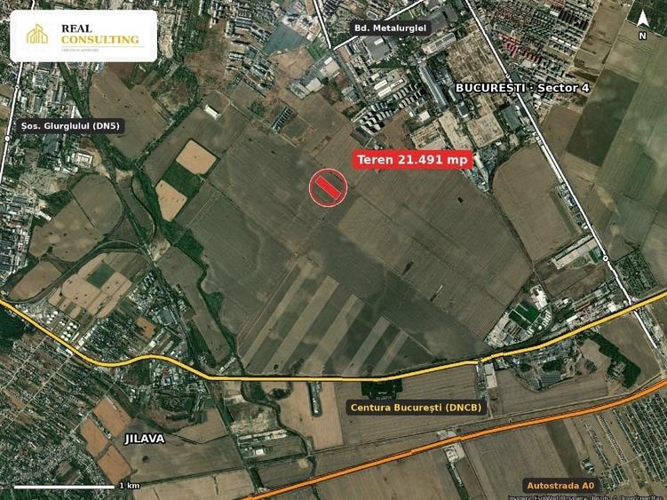 Teren Construcții intravilan de 21491 mp, în Jilava