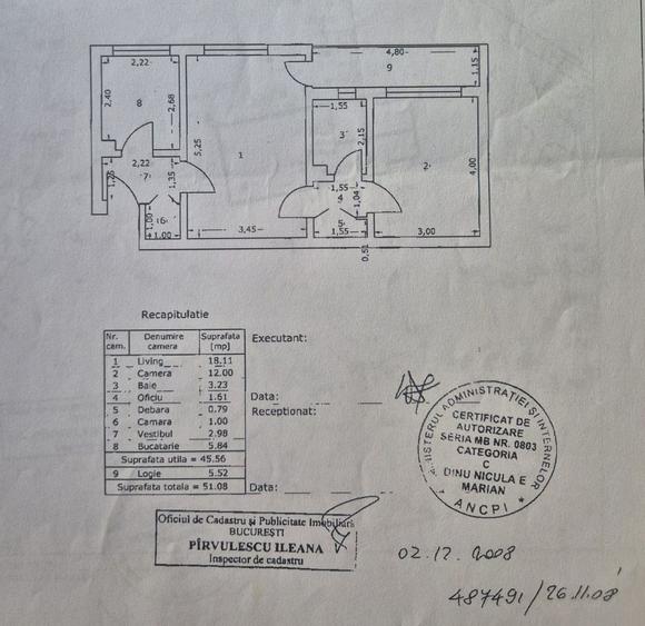 Apartament cu 2 camere semidecomandat în 1 Decembrie 1918