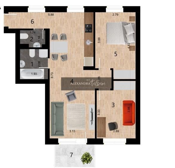 Apartament cu 3 camere semidecomandat în Zorilor