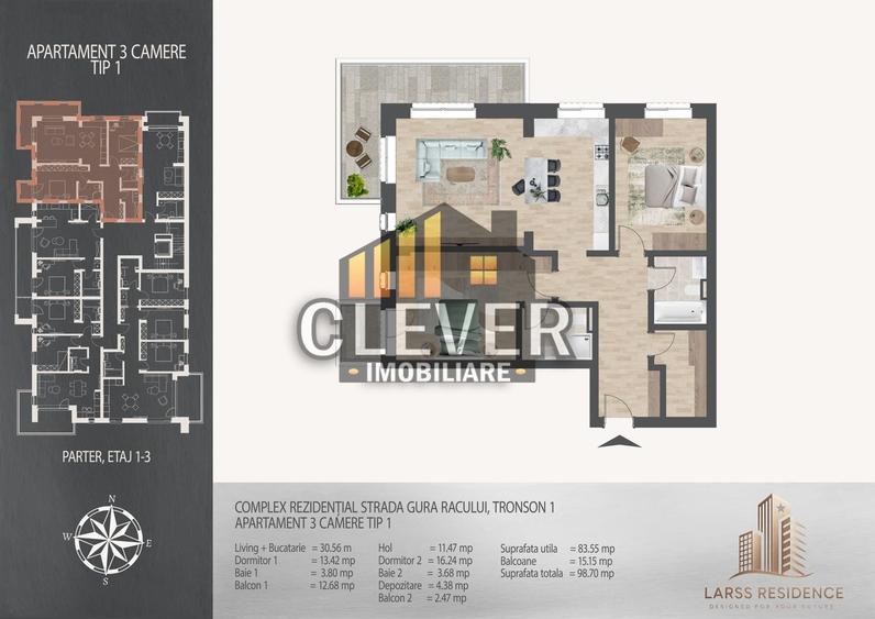 Apartament cu 3 camere semidecomandat în Theodor Pallady