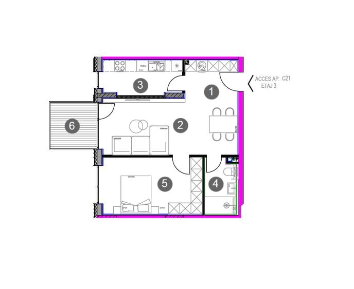 Apartament cu 2 camere decomandat în Sisești