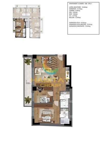 Apartament cu 3 camere în Unirii — fotografia 3