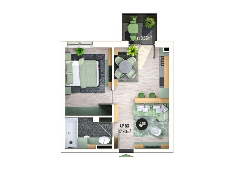 Apartament cu 2 camere în Apahida