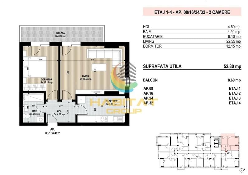 Apartament cu 2 camere decomandat în Brâncoveanu