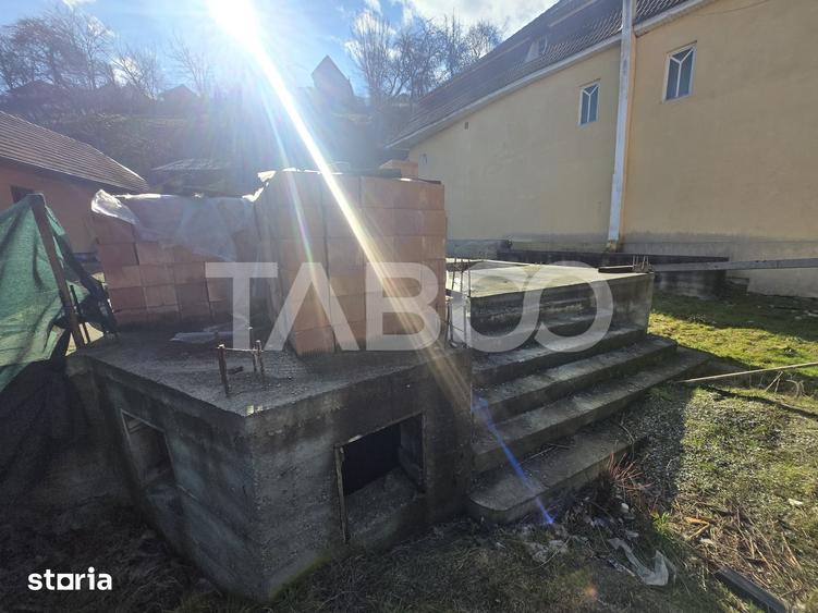 Teren de vanzare 436mp intravilan fundatie si cu proiect casa Rasinari - 1