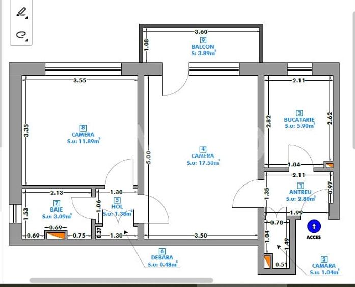 Apartament cu 2 camere semidecomandat în Mihai Viteazul