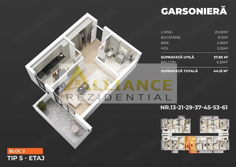 Garsonieră decomandată în Central