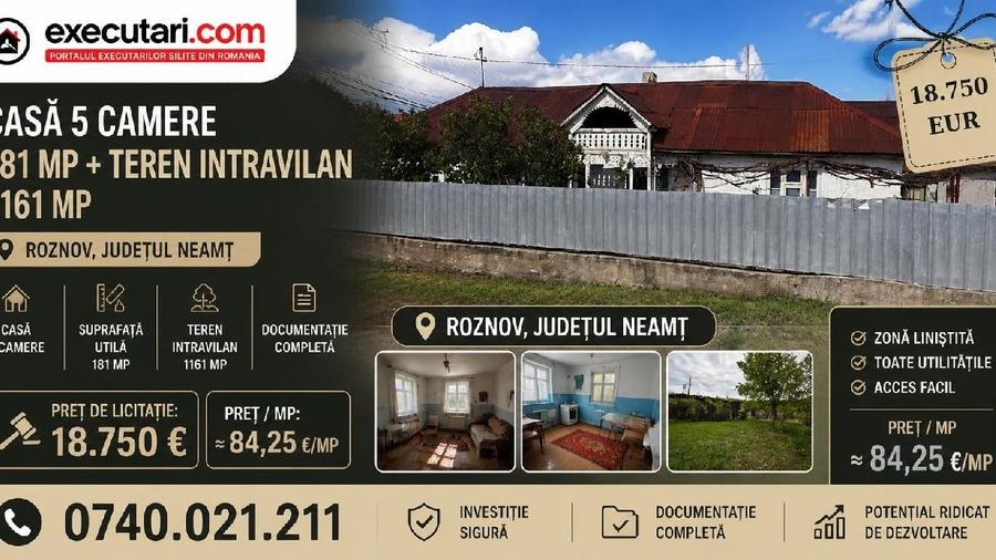 Casă individuală cu 5 camere cu Teren 1116 Mp în Nord