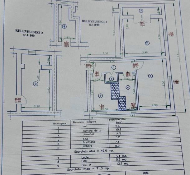Apartament cu 2 camere decomandat în Central