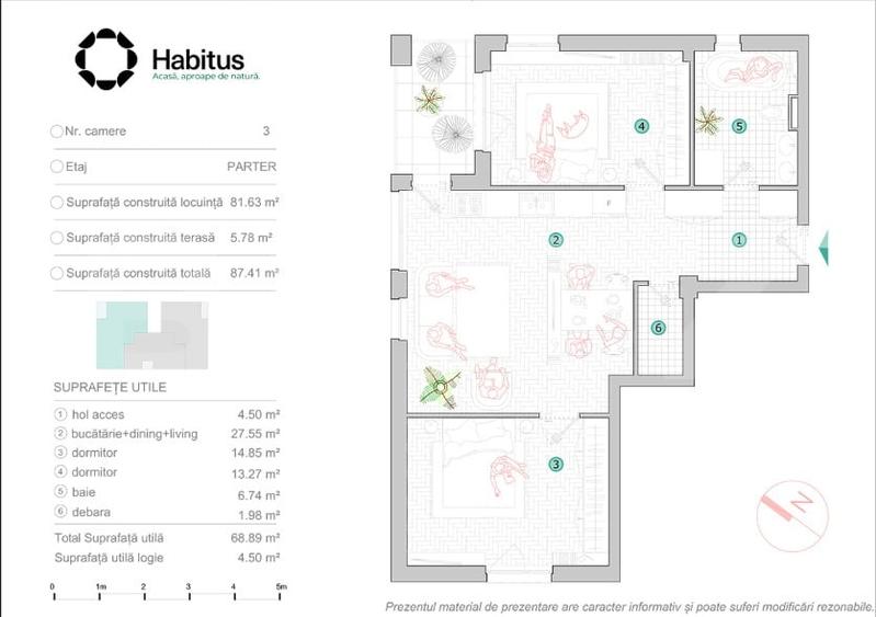 Apartament cu 3 camere semidecomandat în Iris