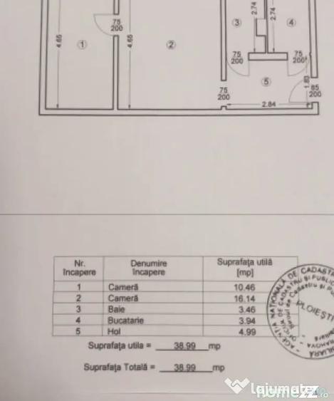 Apartament cu 2 camere nedecomandat în Malu Roșu