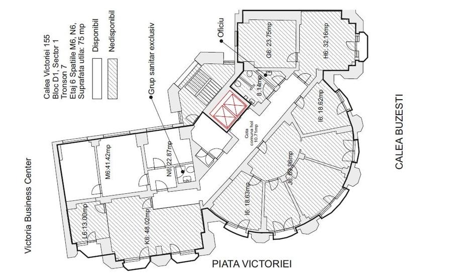Birou, de 19,000 mp, în P-ța Victoriei
