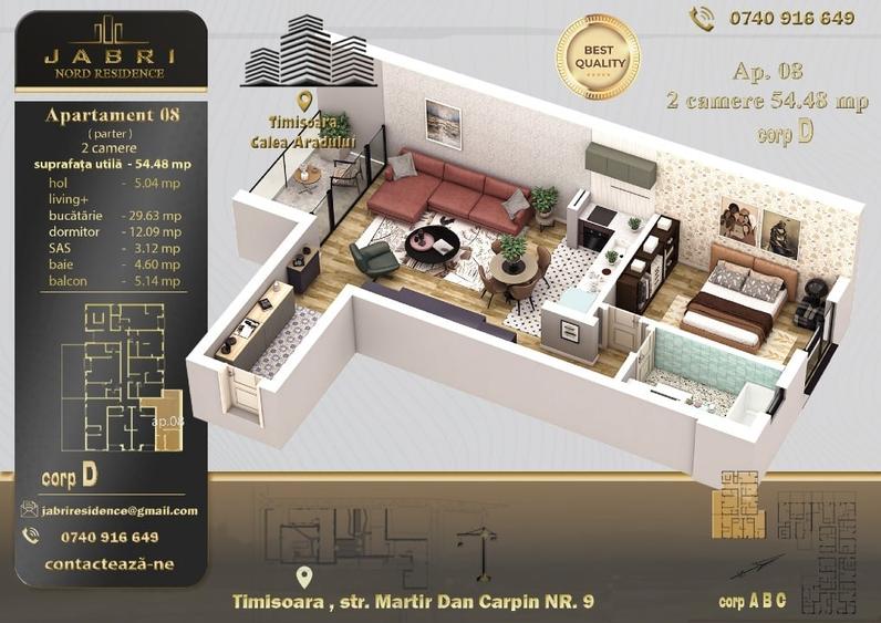 Apartament cu 2 camere decomandat în Aradului