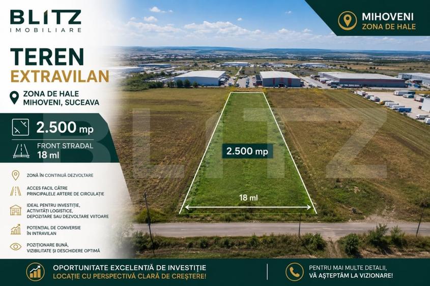 Teren Construcții extravilan de 2500 mp, în Exterior Nord
