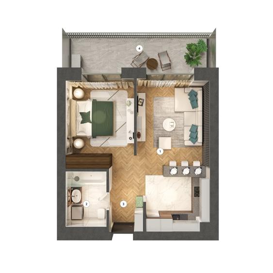 Apartament cu 2 camere decomandat în Pipera