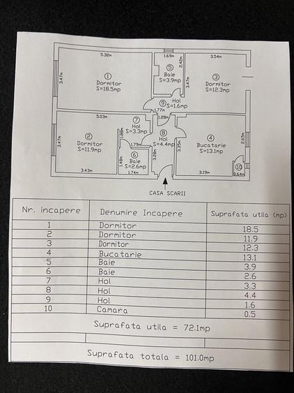 Apartament cu 3 camere decomandat, mobilat în Cedonia