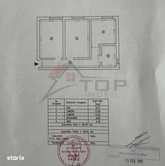 Apartament cu 2 camere decomandat în Miroslava
