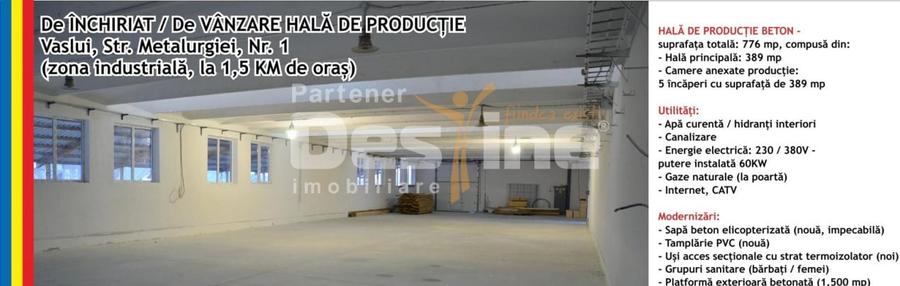 Spațiu industrial, de 766 mp, în Industrială