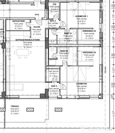 Apartament cu 3 camere decomandat în Central