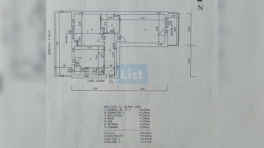 Apartament cu 2 camere decomandat în Autogară