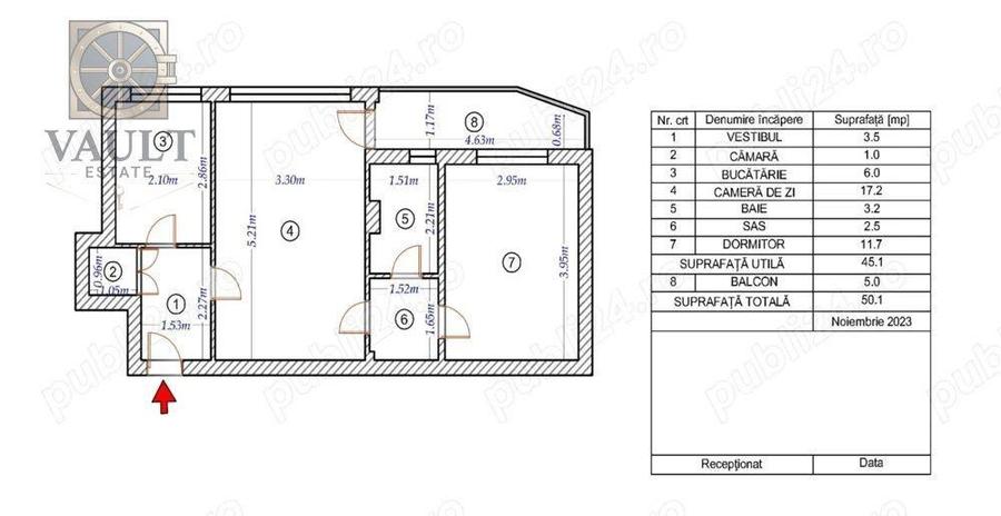 Apartament cu 2 camere semidecomandat în Colentina