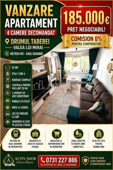 Apartament cu 4 camere decomandat în Drumul Taberei