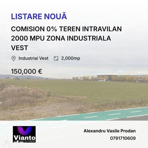 Teren de 2000 mp, în Vest