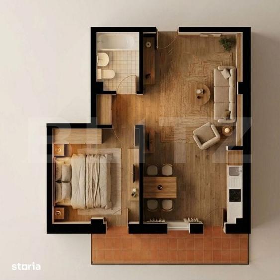Ap. 2 Camere 49.6 mp Deosebit | Bloc Nou cu Lift | Burdujeni | 0% Comi - 1