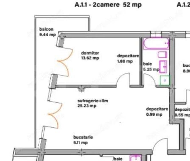 Apartament cu 2 camere decomandat în Central