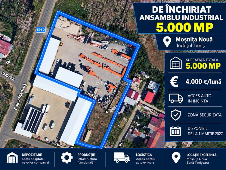 De închiriat ansamblu industrial 5.000 mp – Moșnița Noua