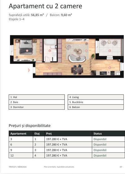 Apartament cu 2 camere decomandat în Băneasa