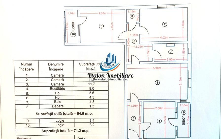 Apartament cu 3 camere semidecomandat în Vest