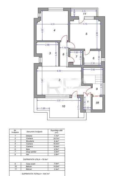 Apartament cu 3 camere semidecomandat, mobilat în Moșilor