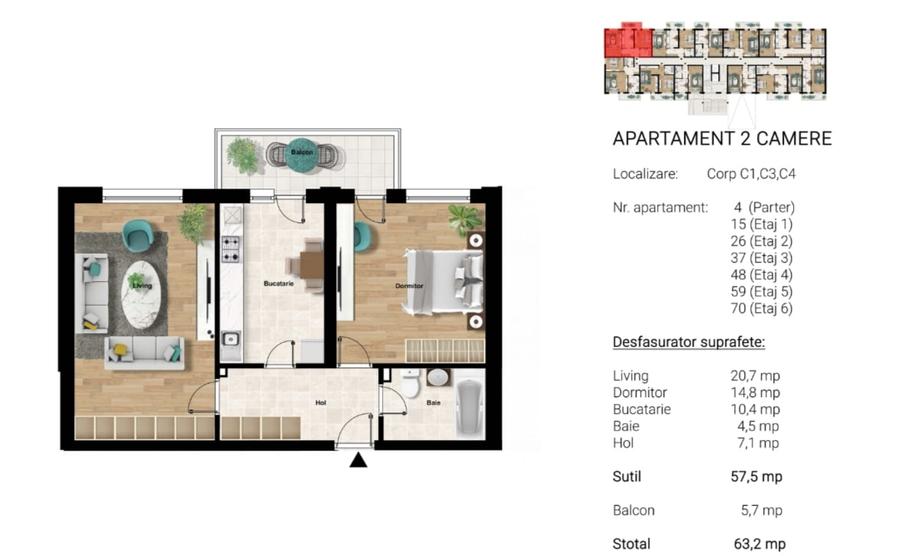 Apartament 2 camere decomandat cu suprafață de 63.2 mp, 7 minute Metrou Berceni - 13