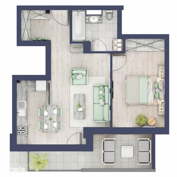 Apartament nou cu 2 camere, balcon de 10 mp ansamblu reziden?ial nou - 14