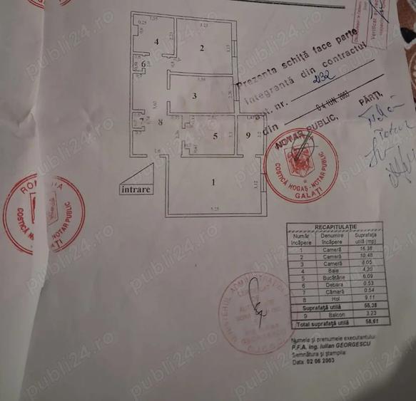 Apartament cu 3 camere decomandat în Micro 16