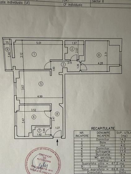 Apartament cu 3 camere semidecomandat în Crângași