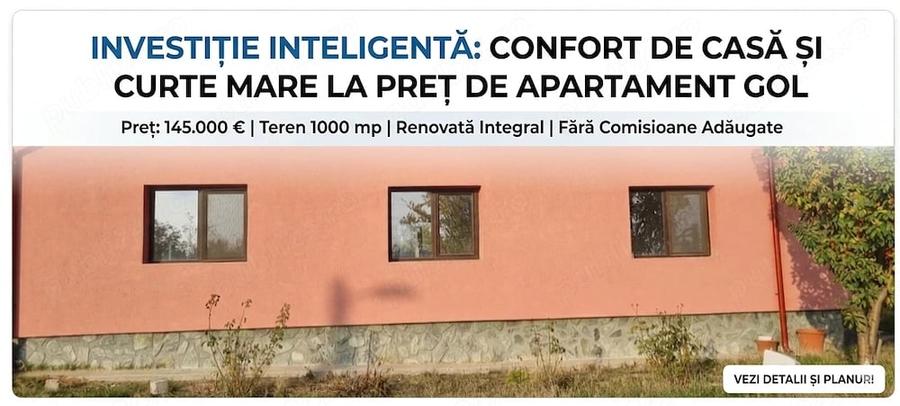 Casă cu 2 camere cu Teren 1000 Mp în Central
