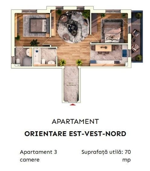 Apartament cu 3 camere semidecomandat în Mărăști