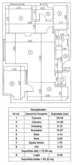 Apartament cu 2 camere, mobilat în Băneasa