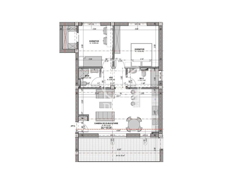 Apartament cu 3 camere în Cristian