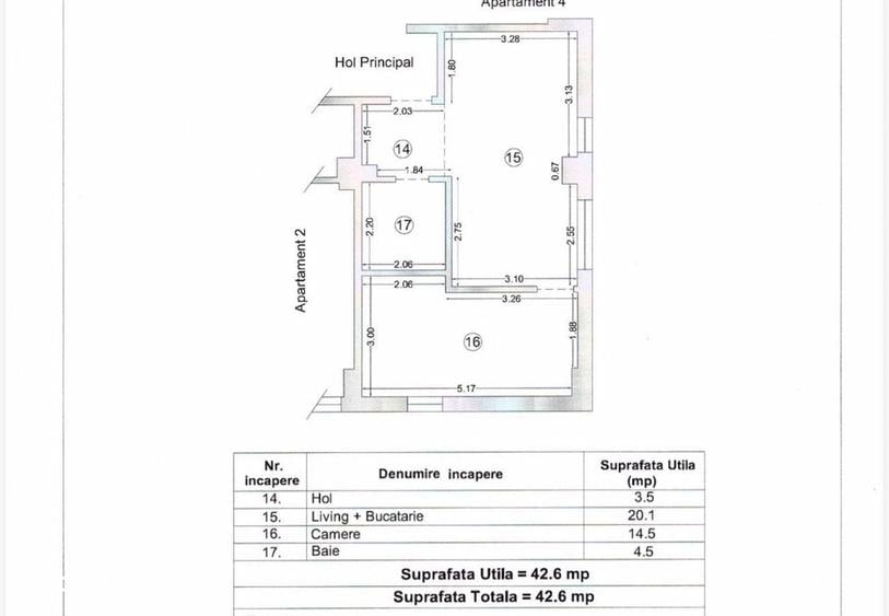 Apartament cu 2 camere în Palazu Mare