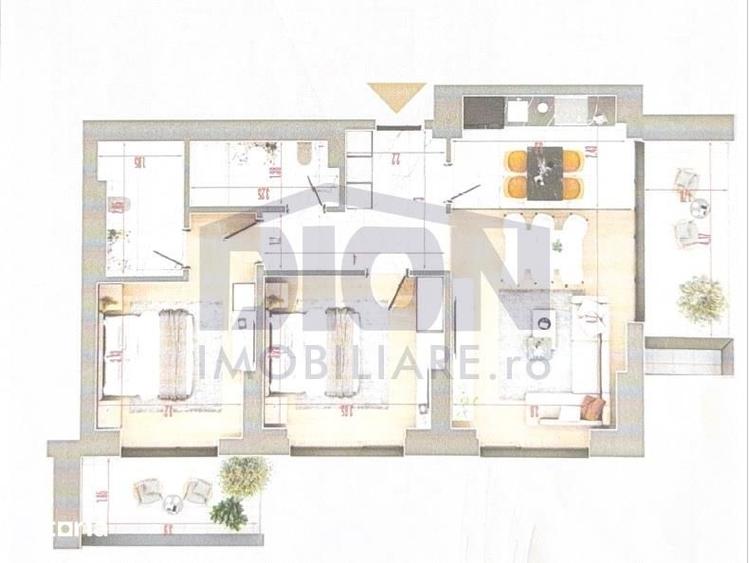 Apartament cu 3 camere în Industriilor