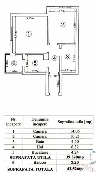 Apartament cu 2 camere decomandat în Central
