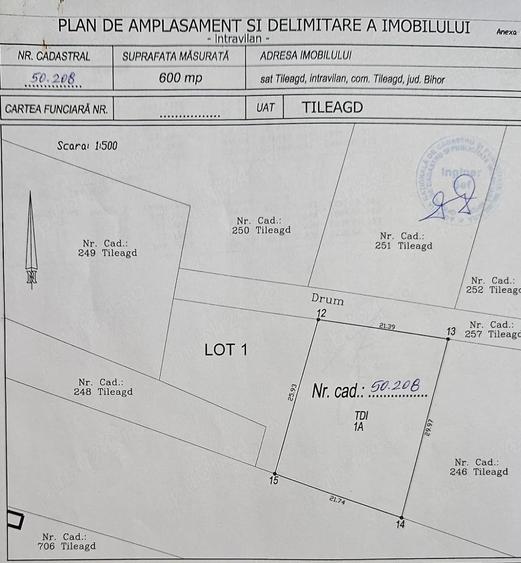 Teren de 600 mp, în Tileagd