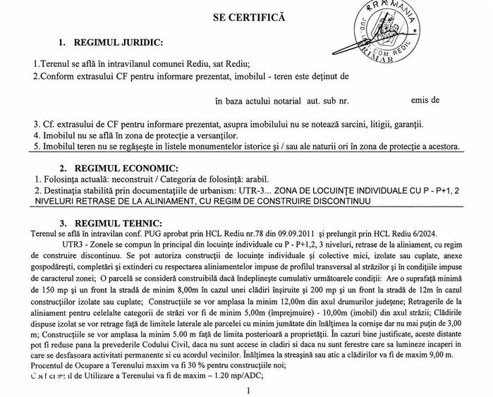 Teren de 787 mp, în Rediu
