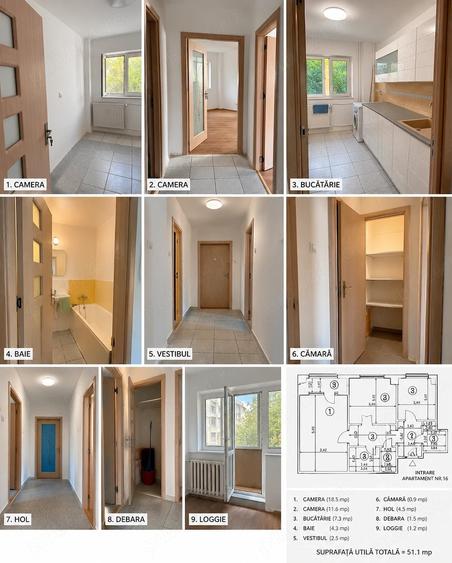 Apartament cu 2 camere decomandat în Mărgeanului