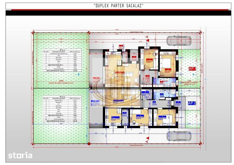 Duplex cu 3 camere cu Canalizare în Săcălaz