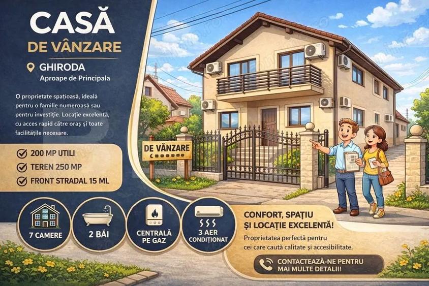 Casă cu 7 camere cu Teren 250 Mp în Ghiroda